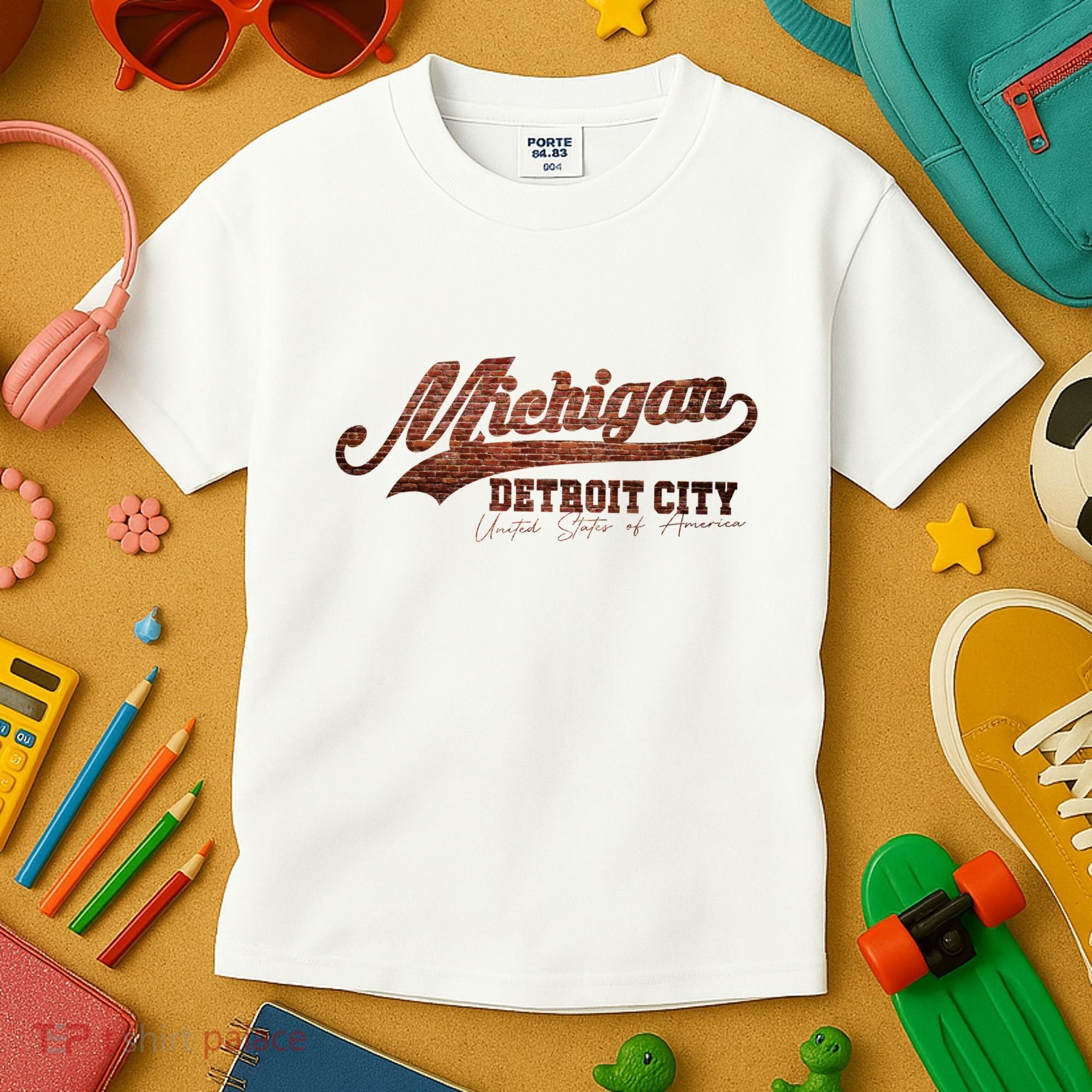 Michigan Detroit City Bricks Kids T-Shirt