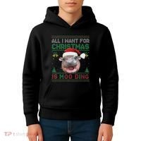 Moo Deng Christmas All I Want For Christmas Is Moo Deng Kids Hoodie thumb 4
