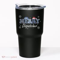 Merry Dispatcher Christmas Police Buffalo Plaid Leopard Santa Hat Graphic Tumbler thumb 0