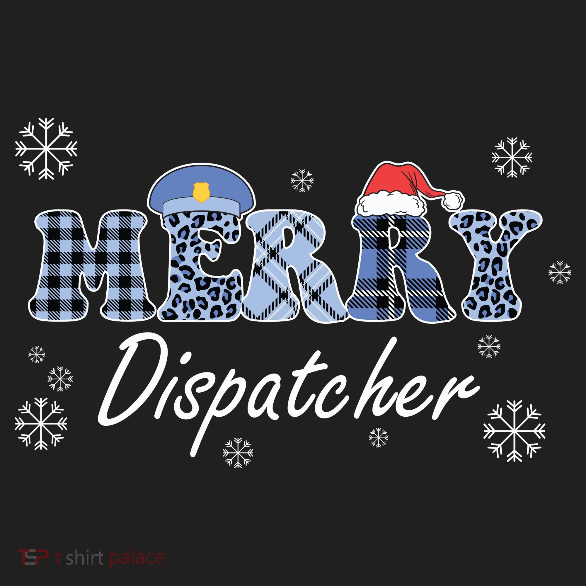 Merry Dispatcher Christmas Police Buffalo Plaid Leopard Santa Hat Graphic Tumbler