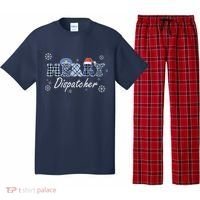 Merry Dispatcher Christmas Police Buffalo Plaid Leopard Santa Hat Graphic Pajama Set thumb 0