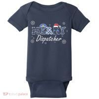 Merry Dispatcher Christmas Police Buffalo Plaid Leopard Santa Hat Graphic Baby Bodysuit thumb 0