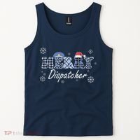 Merry Dispatcher Christmas Police Buffalo Plaid Leopard Santa Hat Graphic Tank Top thumb 2