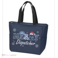 Merry Dispatcher Christmas Police Buffalo Plaid Leopard Santa Hat Graphic Tote Bag thumb 3