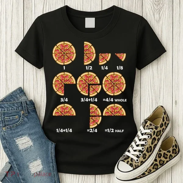 Maths Day Costume Idea Teachers Pizza Slice Fraction Women's T-Shirt