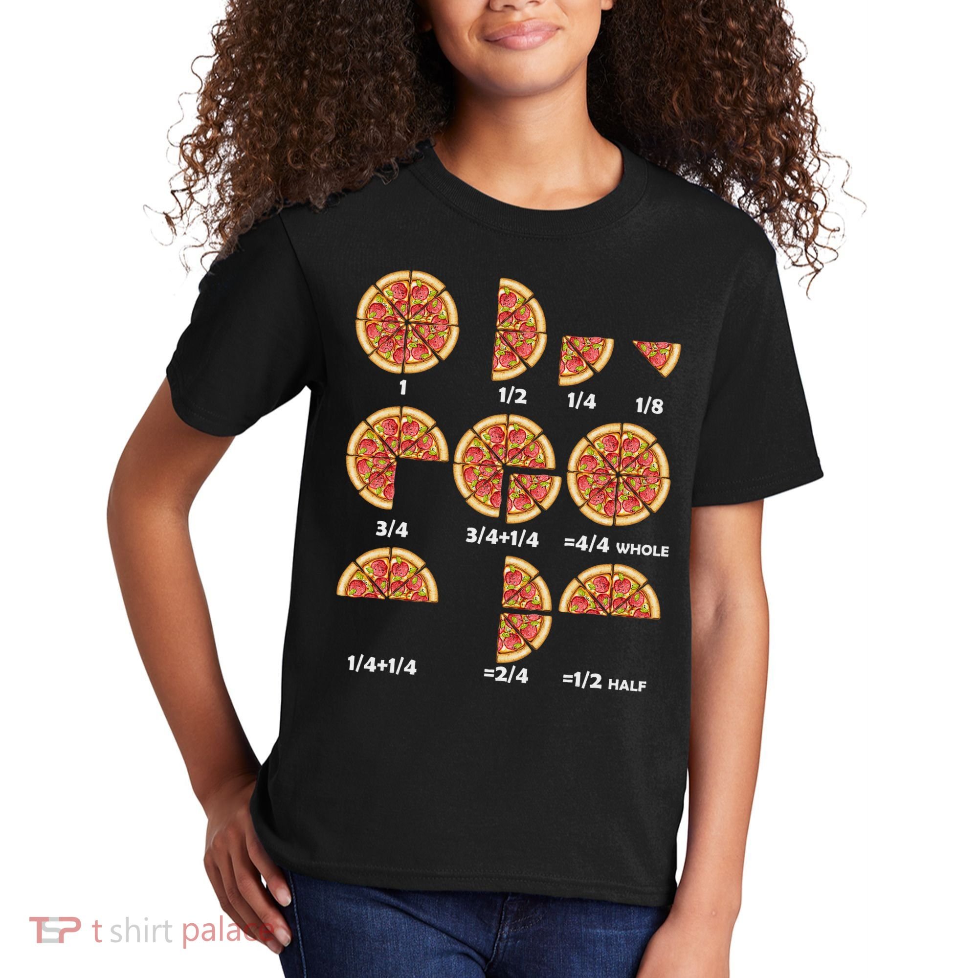 Maths Day Costume Idea Teachers Pizza Slice Fraction Kids T-Shirt
