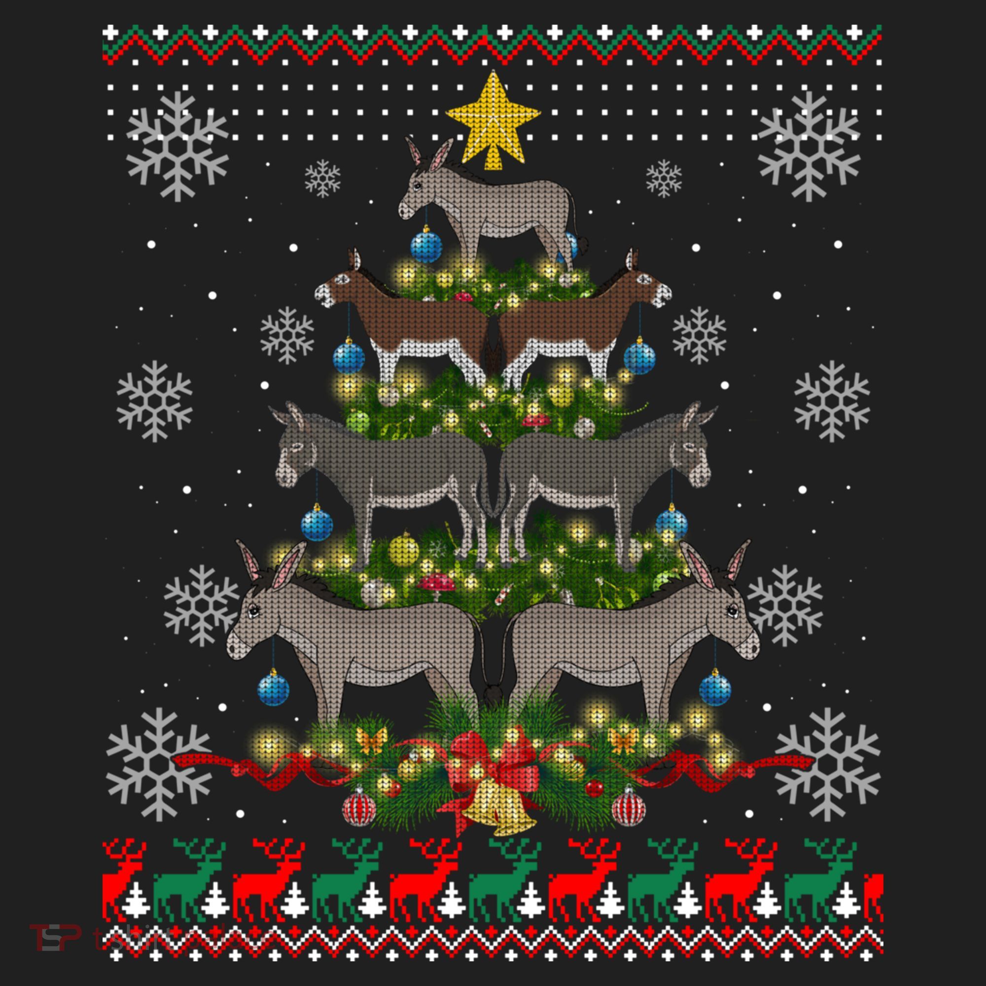 Mule Donkey Christmas Ornat Tree Funny Gift Ugly Sweater Gift Women's Sweatshirt