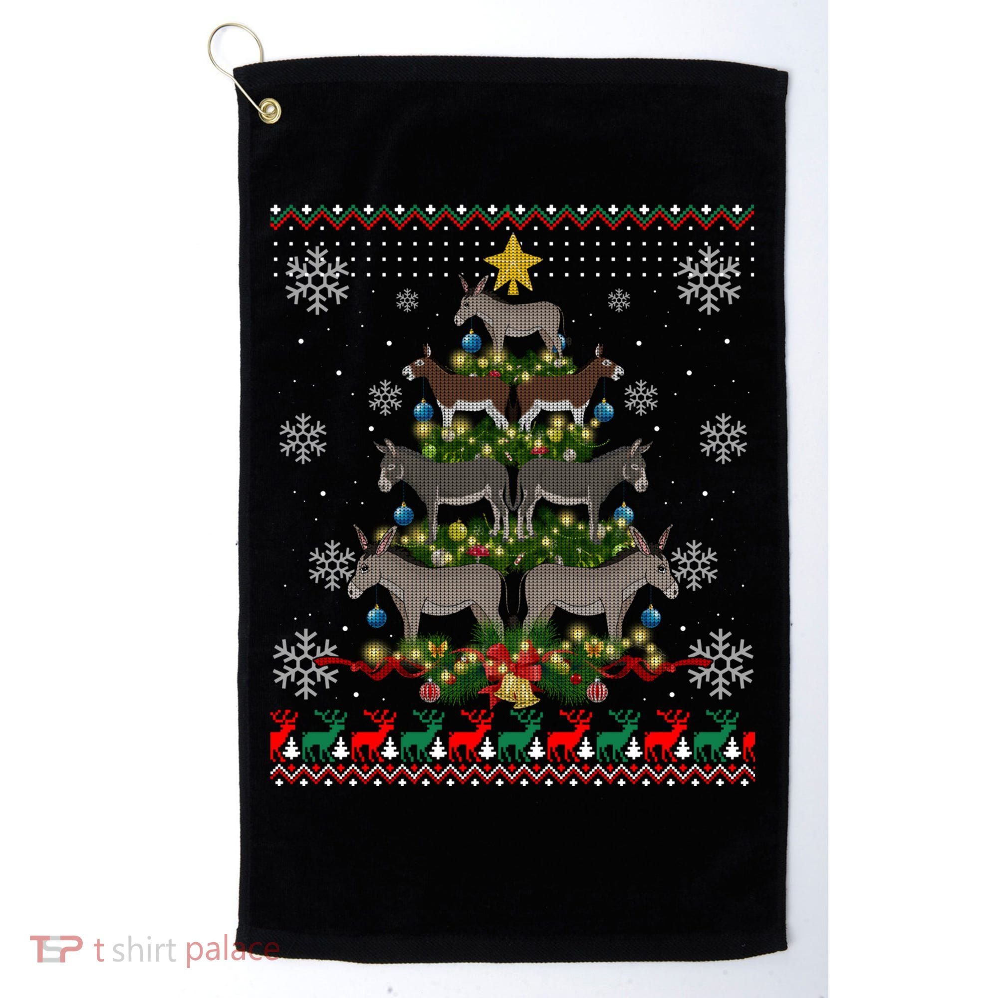 Mule Donkey Christmas Ornat Tree Funny Gift Ugly Sweater Gift Golf Towel