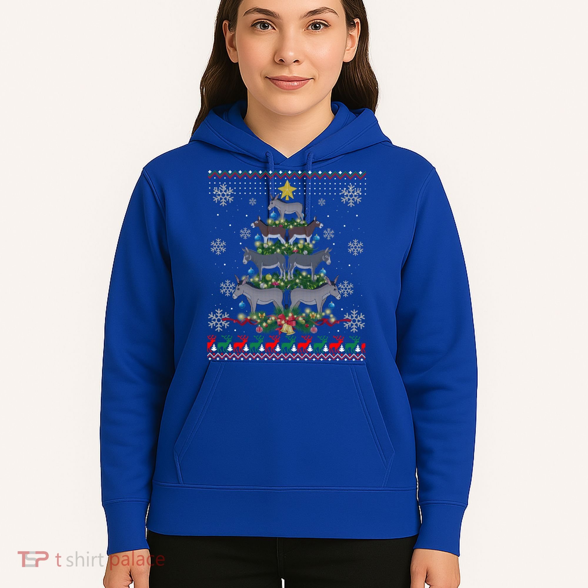 Mule Donkey Christmas Ornat Tree Funny Gift Ugly Sweater Gift Hoodie