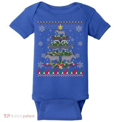 Mule Donkey Christmas Ornat Tree Funny Gift Ugly Sweater Gift Baby Bodysuit