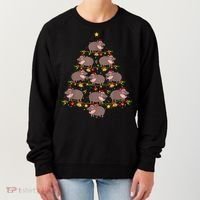 Moo Deng Christmas Tree Funny Christmas Cute Moo Deng Women's Sweatshirt thumb 0