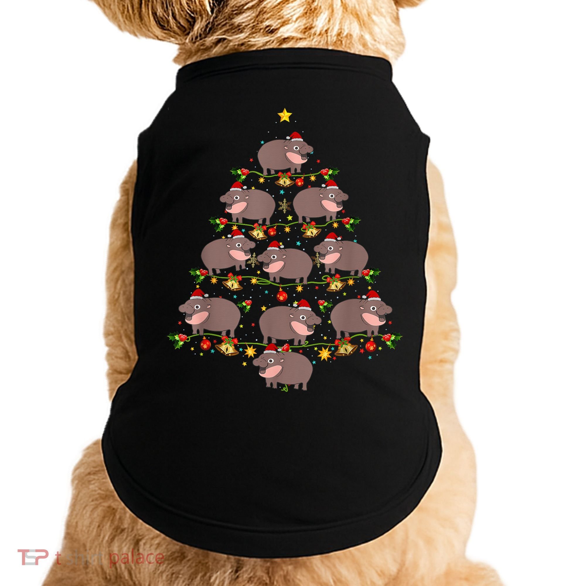 Moo Deng Christmas Tree Funny Christmas Cute Moo Deng Doggie Tank