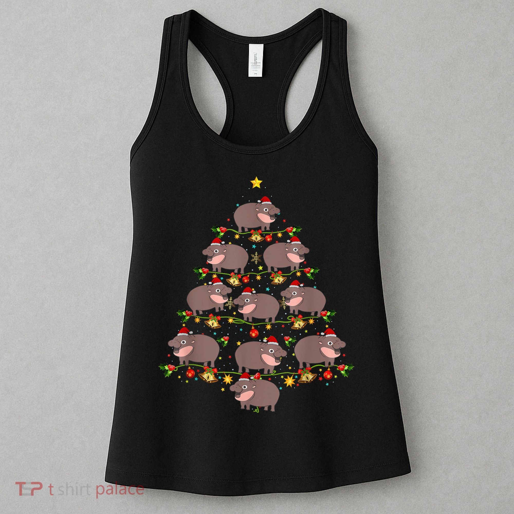 Moo Deng Christmas Tree Funny Christmas Cute Moo Deng Women's Tank Top