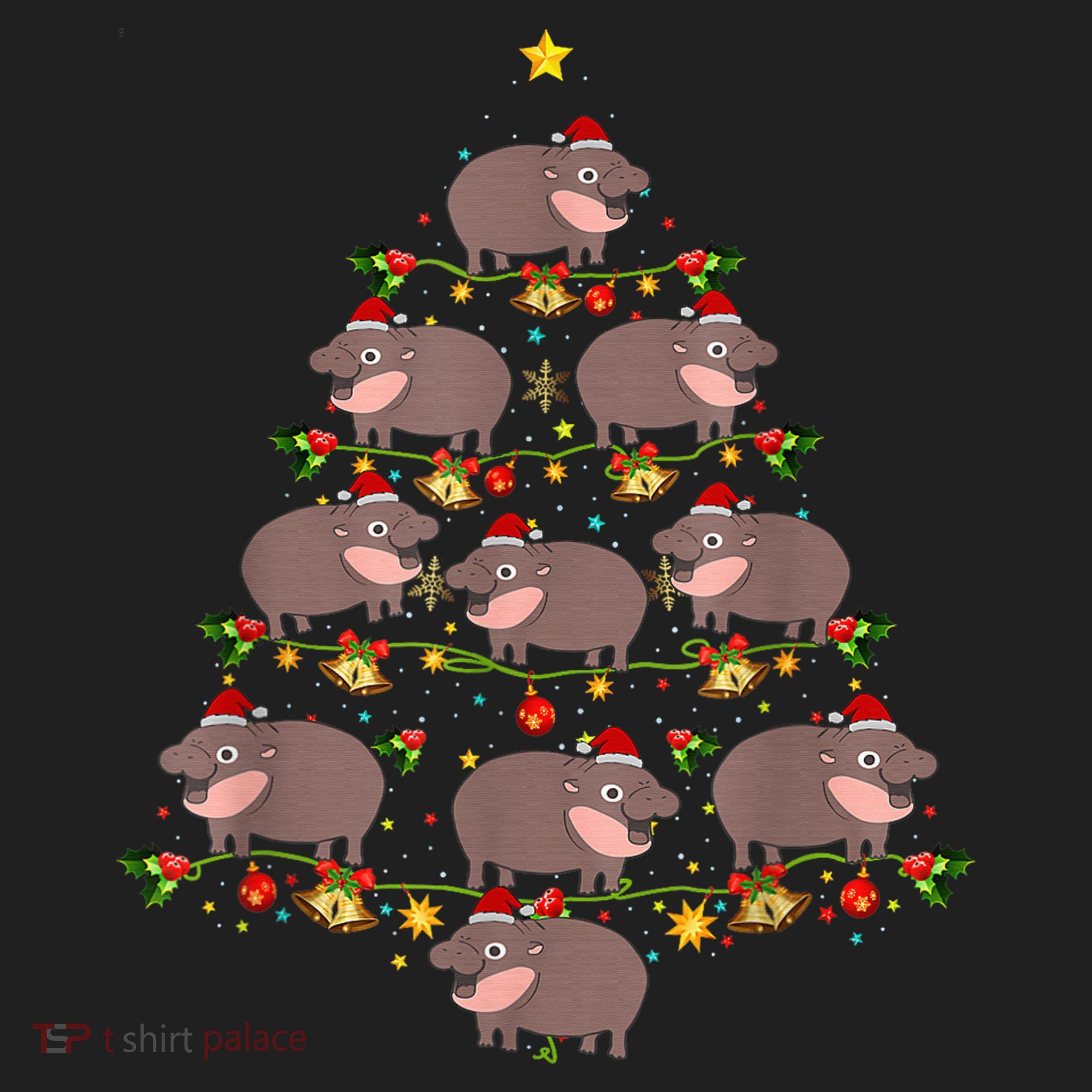 Moo Deng Christmas Tree Funny Christmas Cute Moo Deng Hat