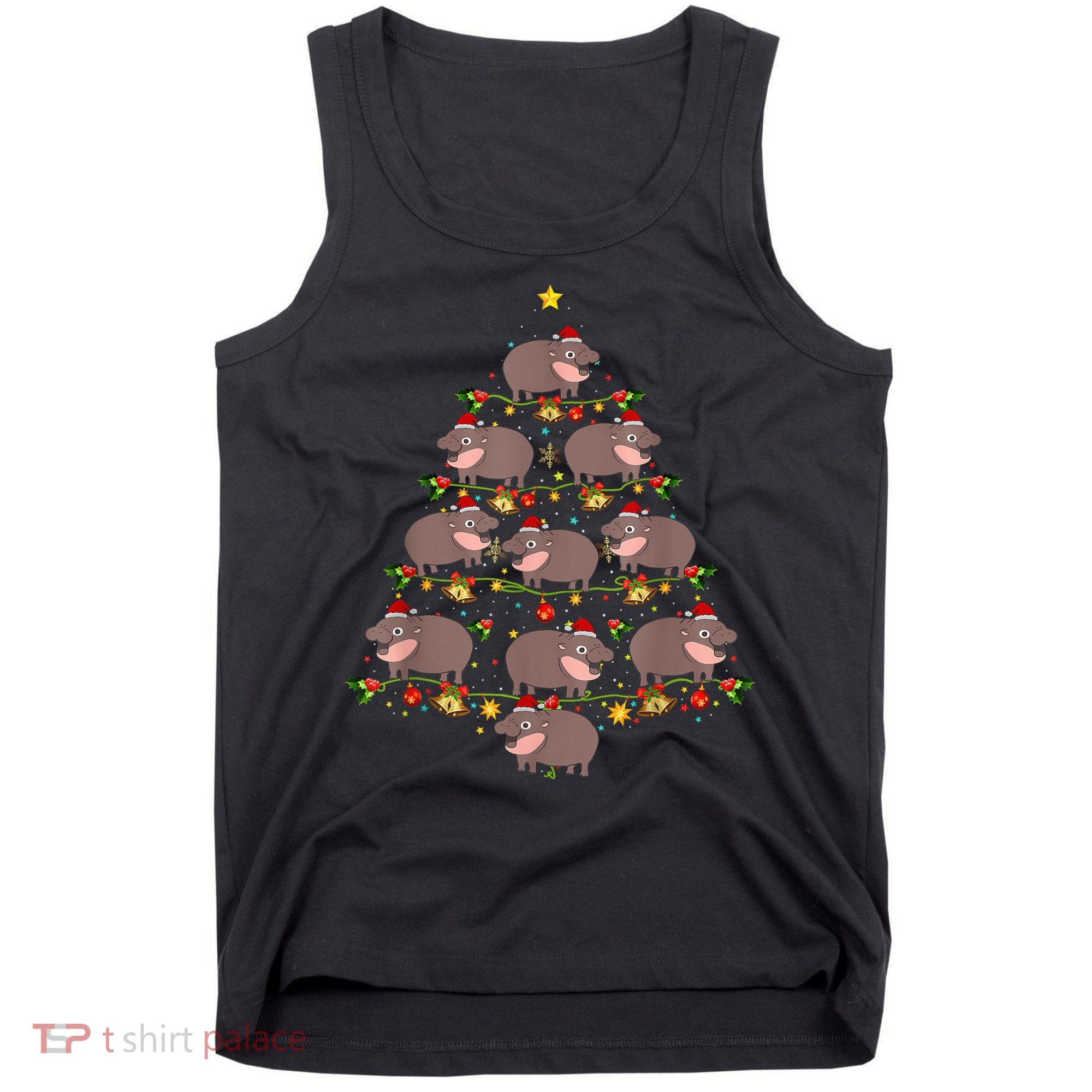 Moo Deng Christmas Tree Funny Christmas Cute Moo Deng Tank Top