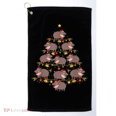 Moo Deng Christmas Tree Funny Christmas Cute Moo Deng Golf Towel