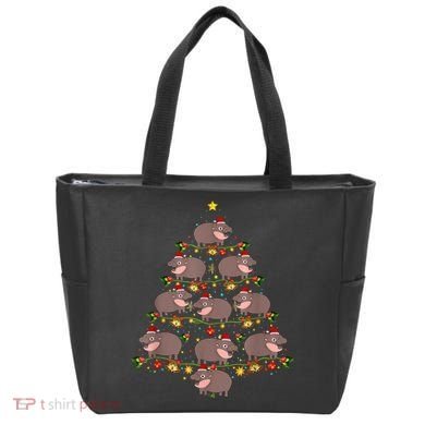 Moo Deng Christmas Tree Funny Christmas Cute Moo Deng Tote Bag