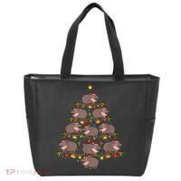 Moo Deng Christmas Tree Funny Christmas Cute Moo Deng Tote Bag thumb 0