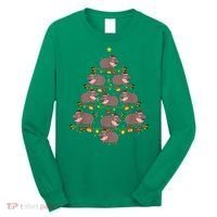 Moo Deng Christmas Tree Funny Christmas Cute Moo Deng Long Sleeve Shirt thumb 0
