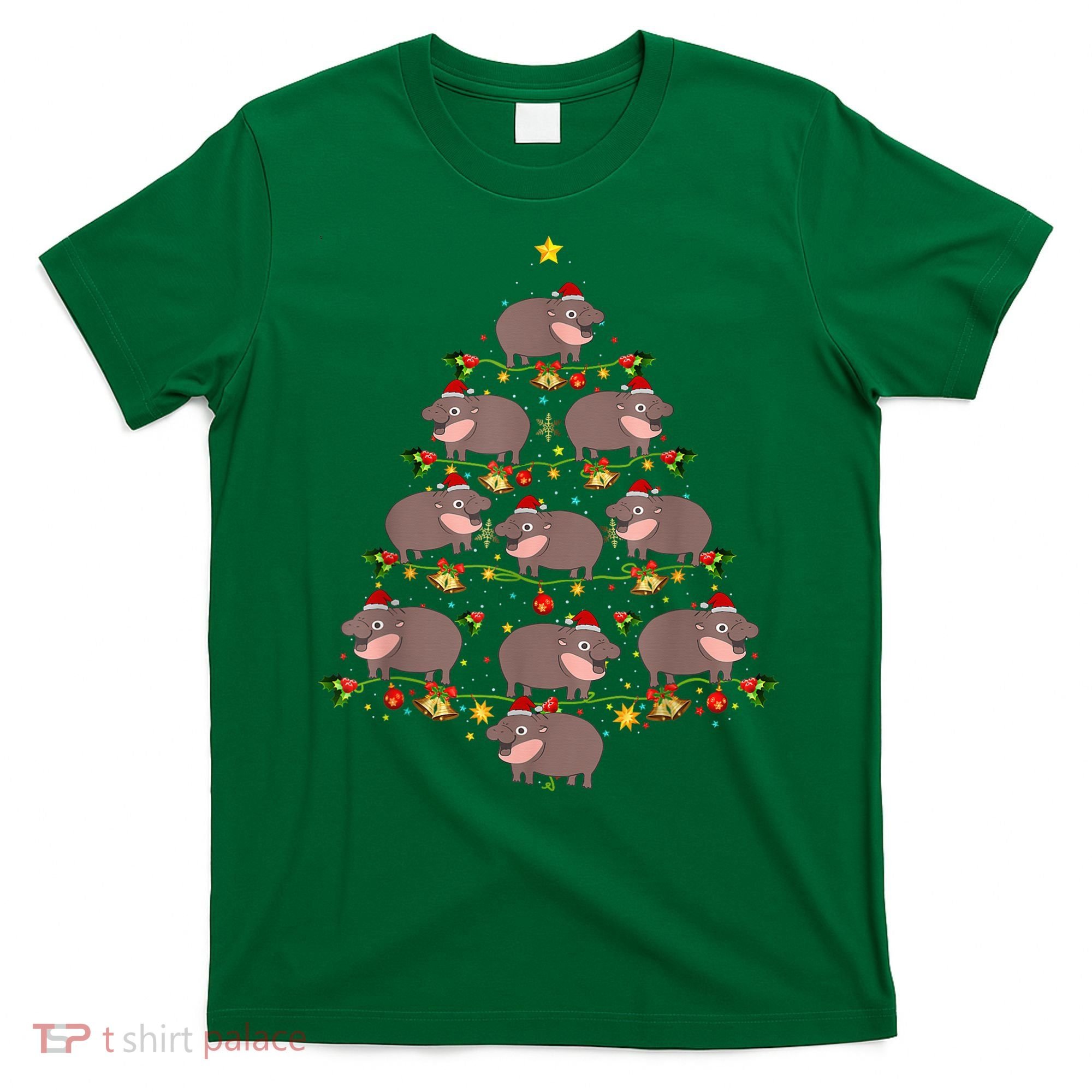 Moo Deng Christmas Tree Funny Christmas Cute Moo Deng T-Shirt