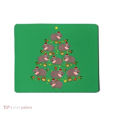 Moo Deng Christmas Tree Funny Christmas Cute Moo Deng Mousepad