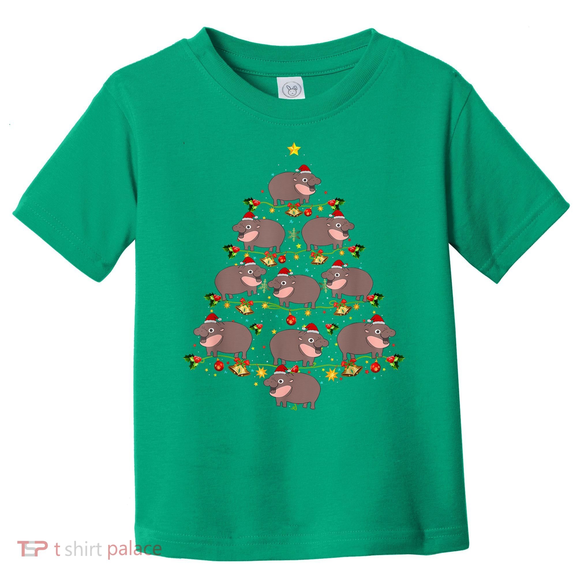 Moo Deng Christmas Tree Funny Christmas Cute Moo Deng Toddler T-Shirt