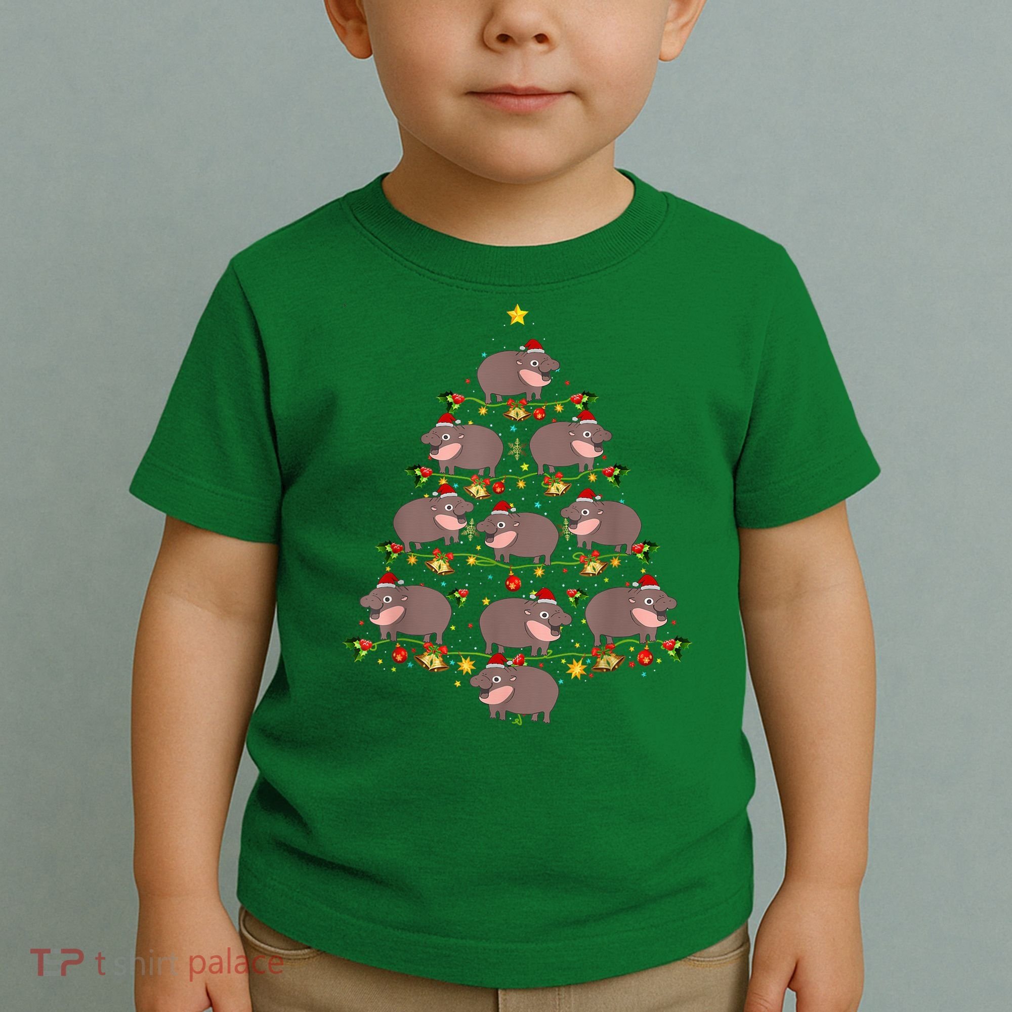 Moo Deng Christmas Tree Funny Christmas Cute Moo Deng Toddler T-Shirt