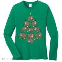 Moo Deng Christmas Tree Funny Christmas Cute Moo Deng Women's Long Sleeve Shirt thumb 0