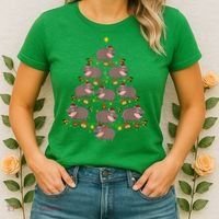Moo Deng Christmas Tree Funny Christmas Cute Moo Deng Women's T-Shirt thumb 2