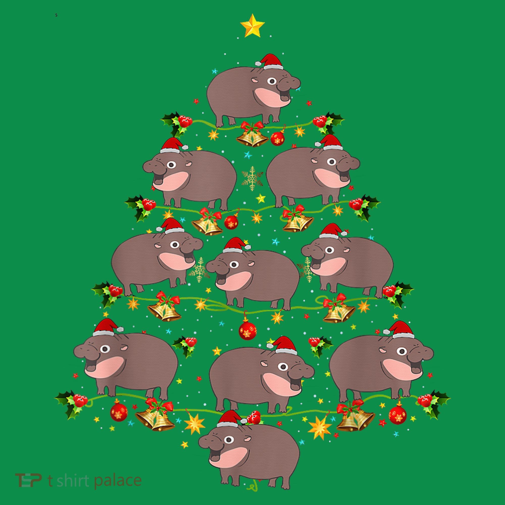 Moo Deng Christmas Tree Funny Christmas Cute Moo Deng Kids Sweatshirt