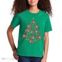 Moo Deng Christmas Tree Funny Christmas Cute Moo Deng Kids T-Shirt thumb 2