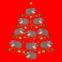 Moo Deng Christmas Tree Funny Christmas Cute Moo Deng Santa Hat thumb 1