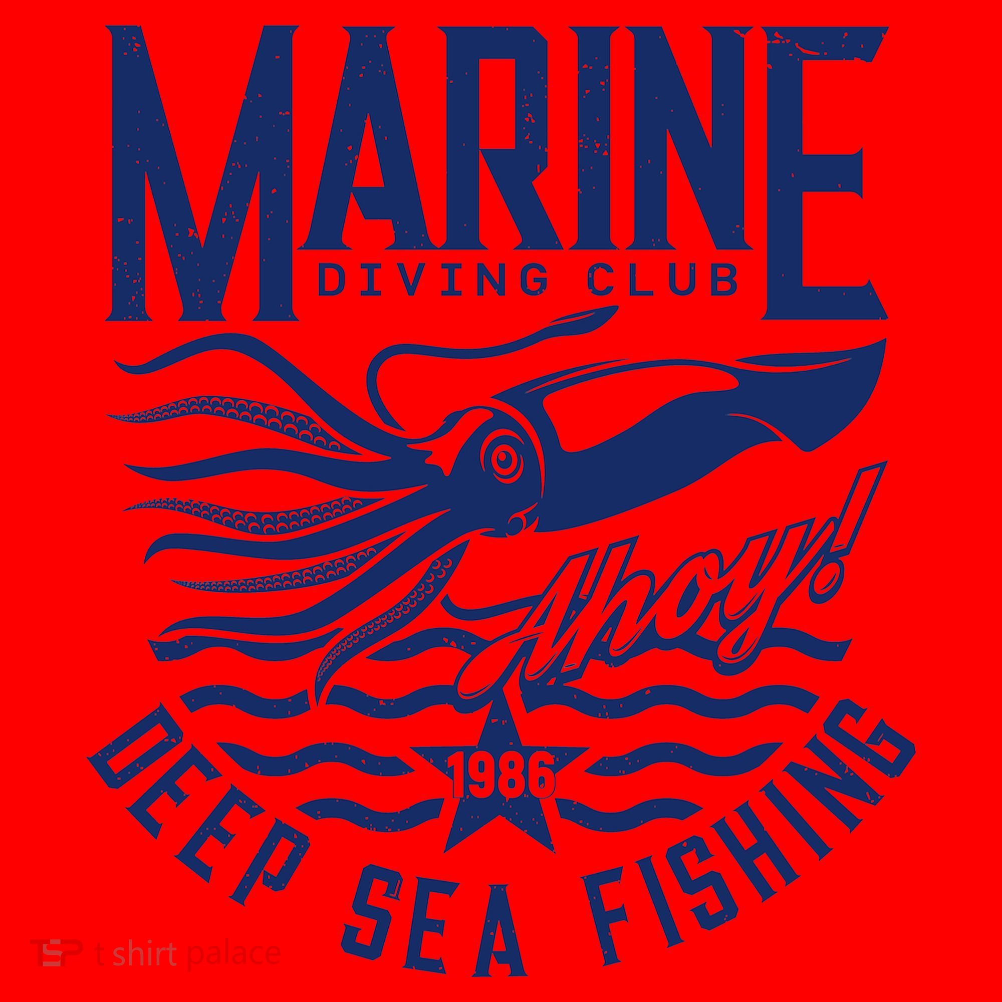 Marine Diving Club Deep Sea Fishing 1986 Santa Hat