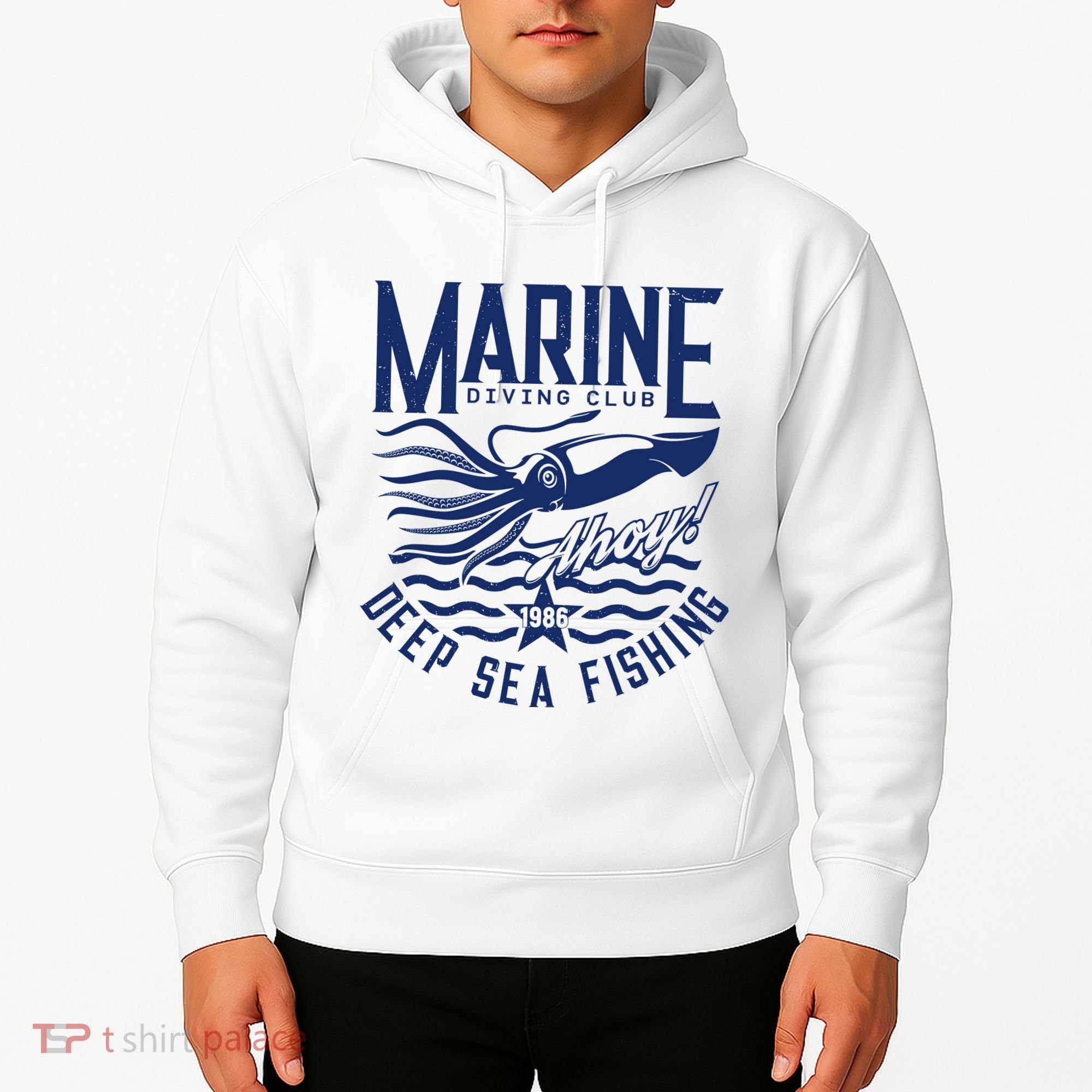 Marine Diving Club Deep Sea Fishing 1986 Hoodie