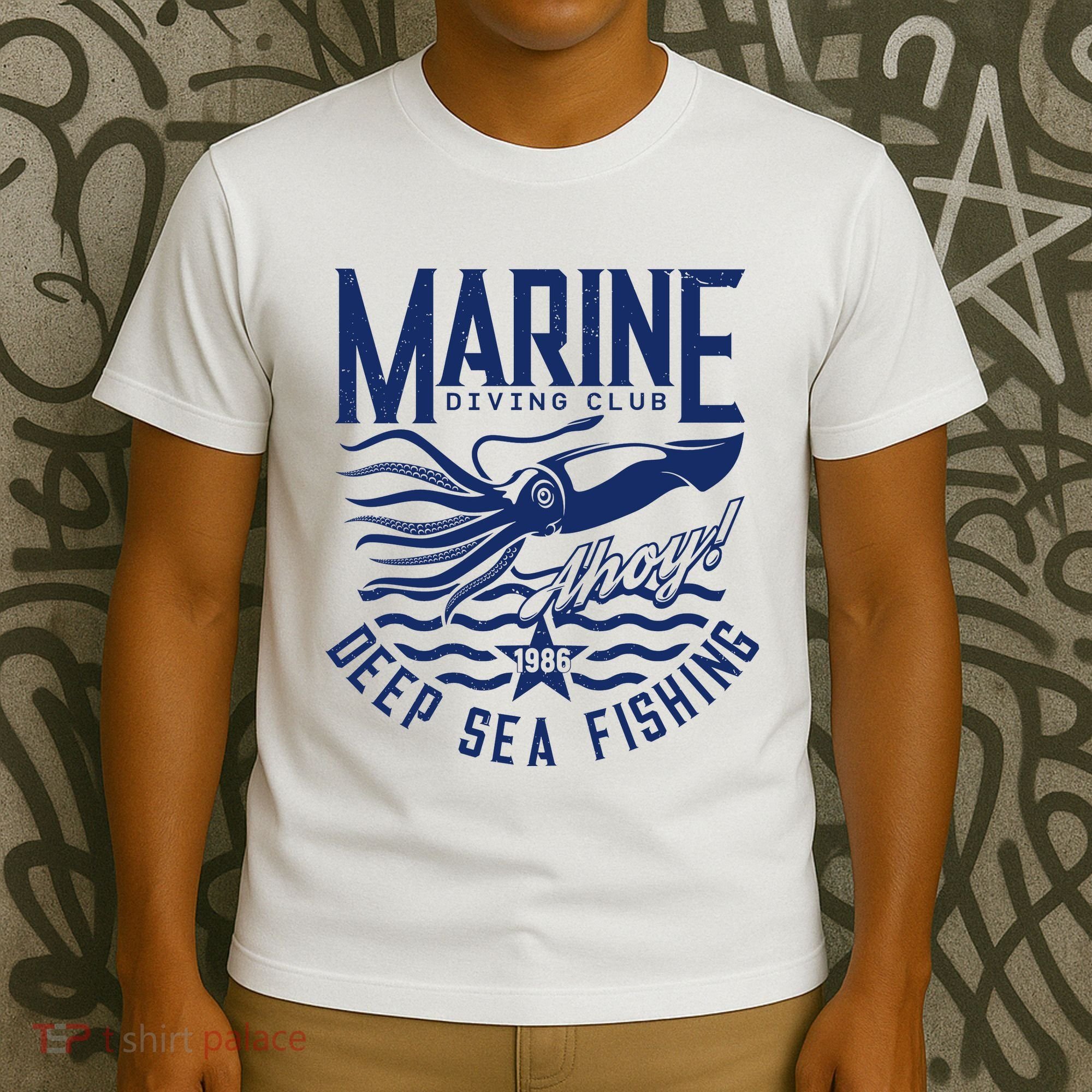 Marine Diving Club Deep Sea Fishing 1986 T-Shirt