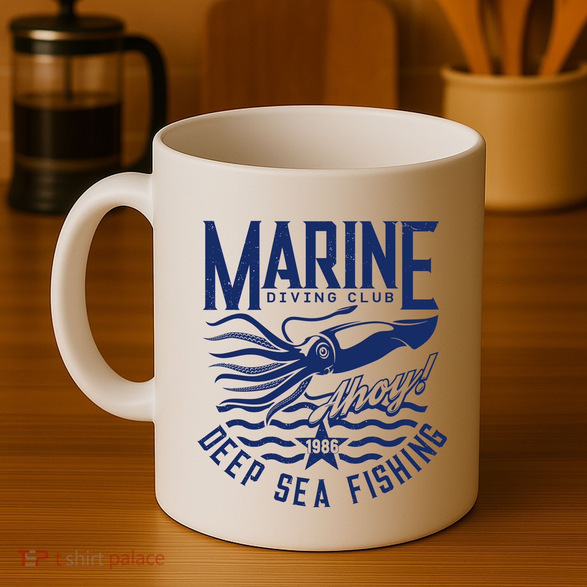 Marine Diving Club Deep Sea Fishing 1986 Coffee Mug