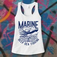 Marine Diving Club Deep Sea Fishing 1986 Women's Tank Top thumb 3