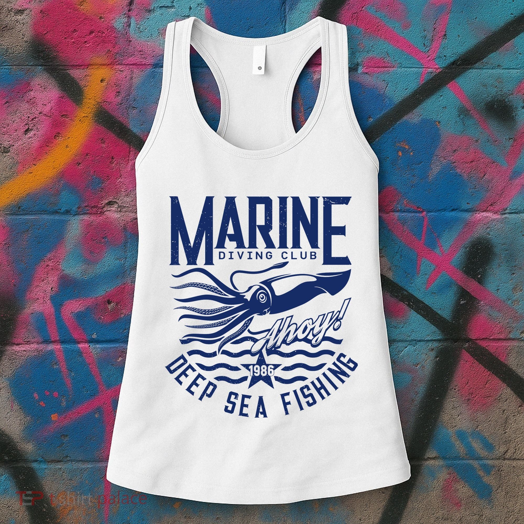 Marine Diving Club Deep Sea Fishing 1986 Women's Tank Top