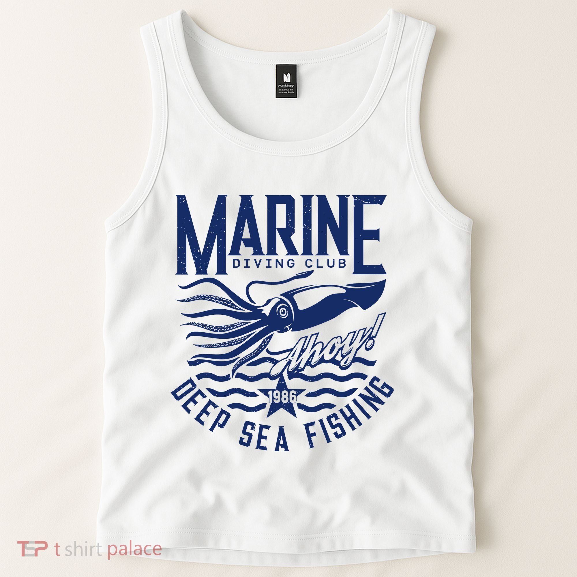 Marine Diving Club Deep Sea Fishing 1986 Tank Top