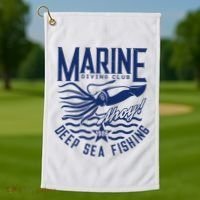 Marine Diving Club Deep Sea Fishing 1986 Golf Towel thumb 1