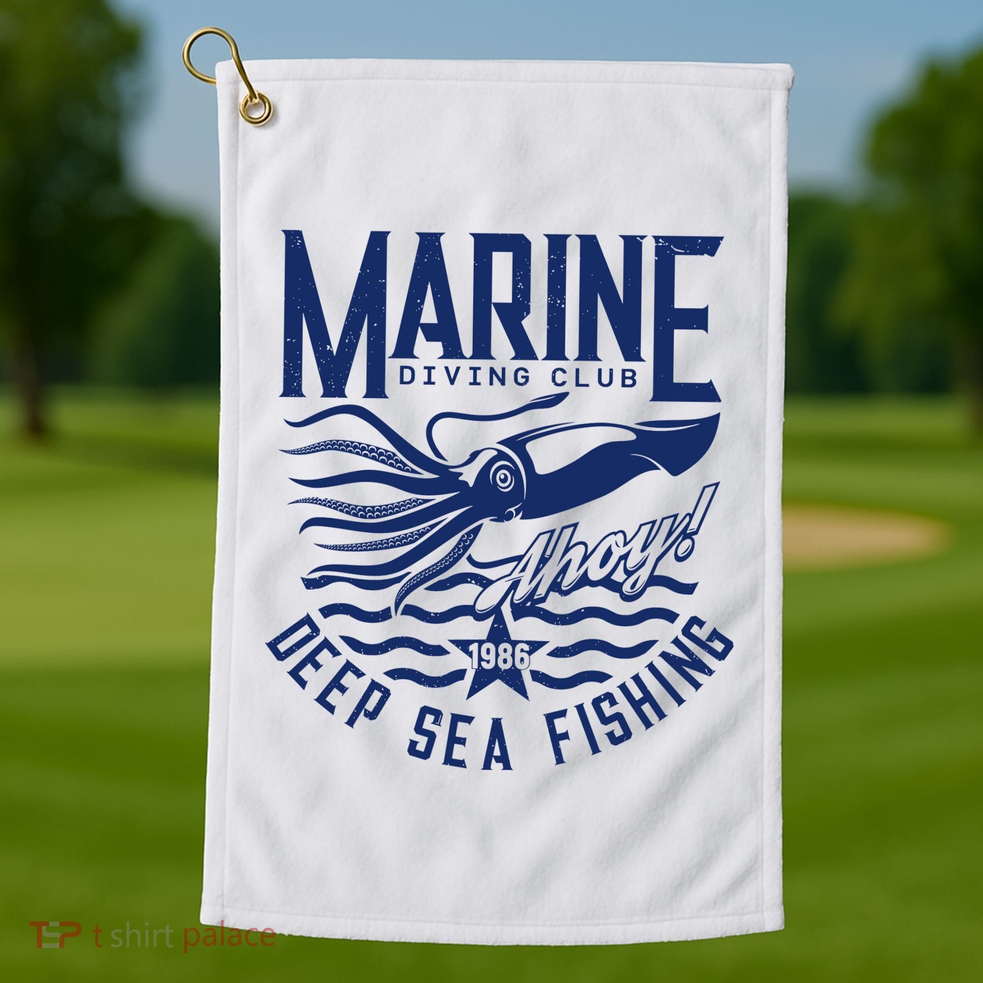 Marine Diving Club Deep Sea Fishing 1986 Golf Towel