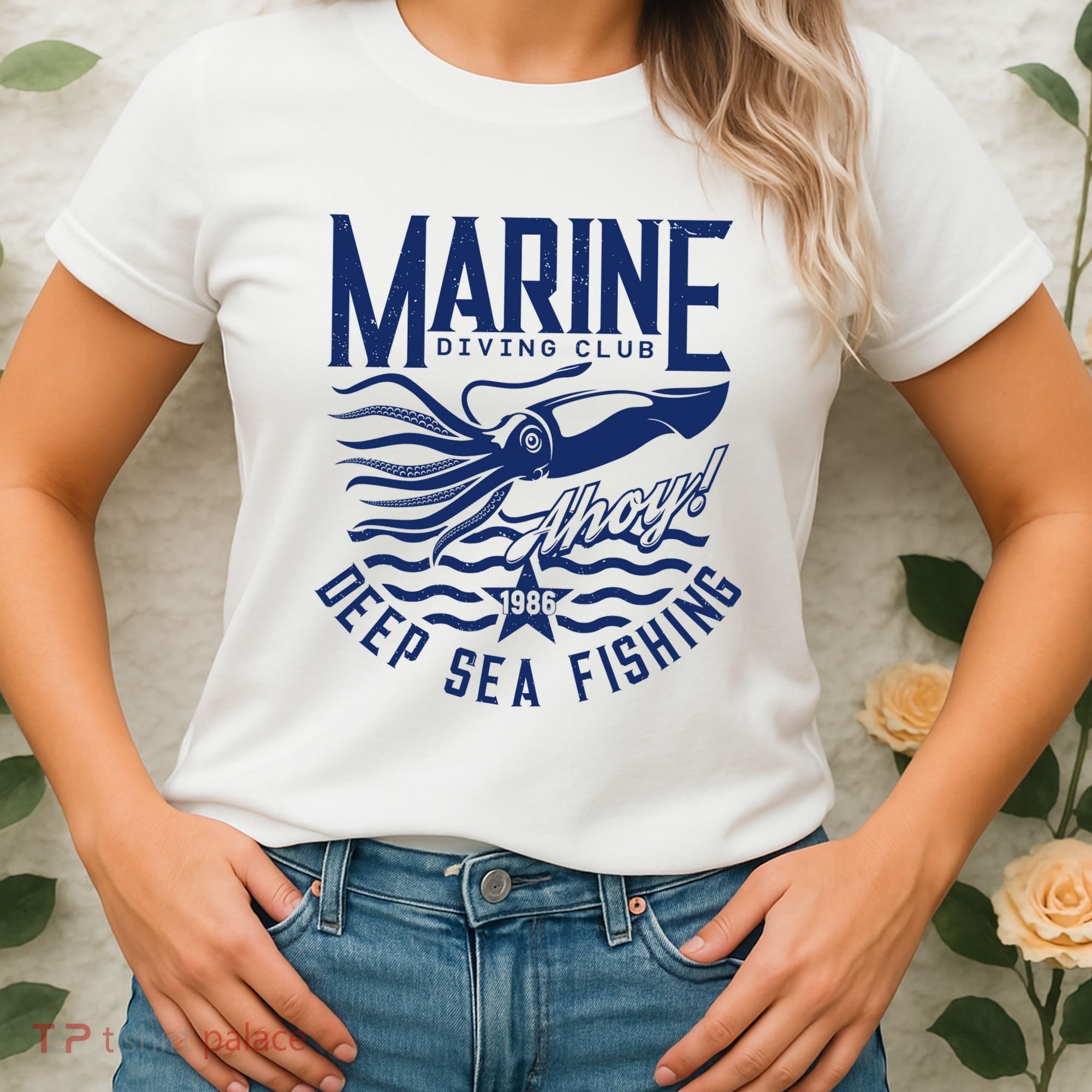 Marine Diving Club Deep Sea Fishing 1986 Women's T-Shirt