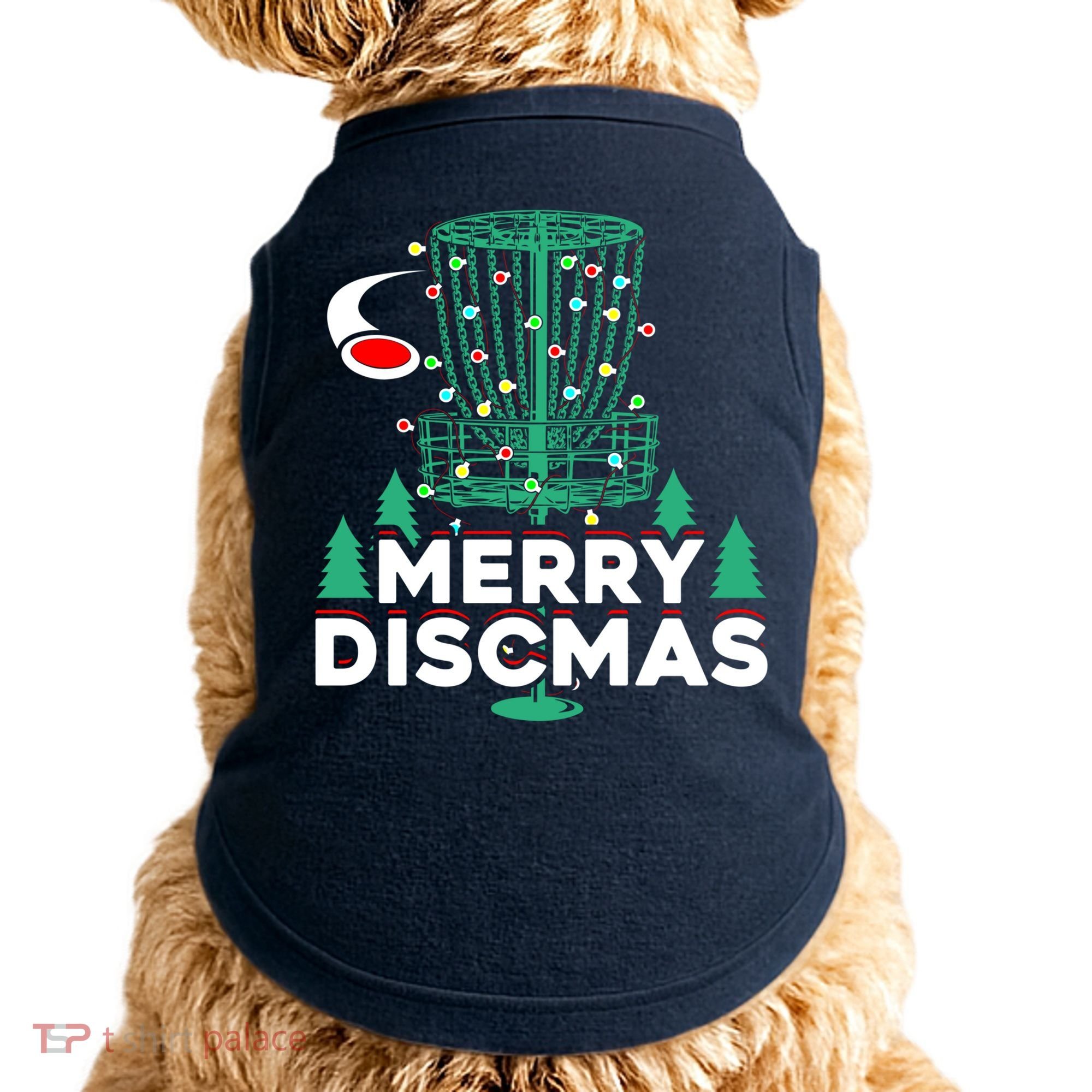 Merry Discmas Disc Golf Frisbee Christmas Xmas Funny Doggie Tank
