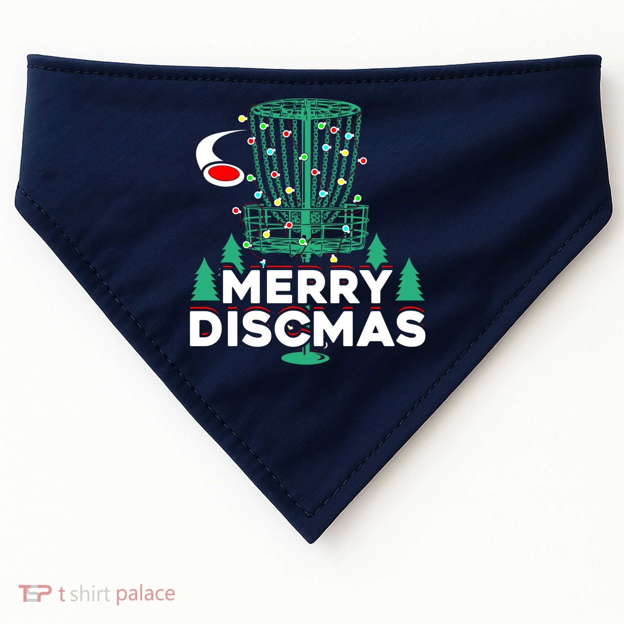 Merry Discmas Disc Golf Frisbee Christmas Xmas Funny USA-Made Doggie Bandana