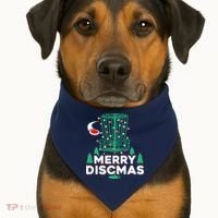 Merry Discmas Disc Golf Frisbee Christmas Xmas Funny USA-Made Doggie Bandana thumb 1