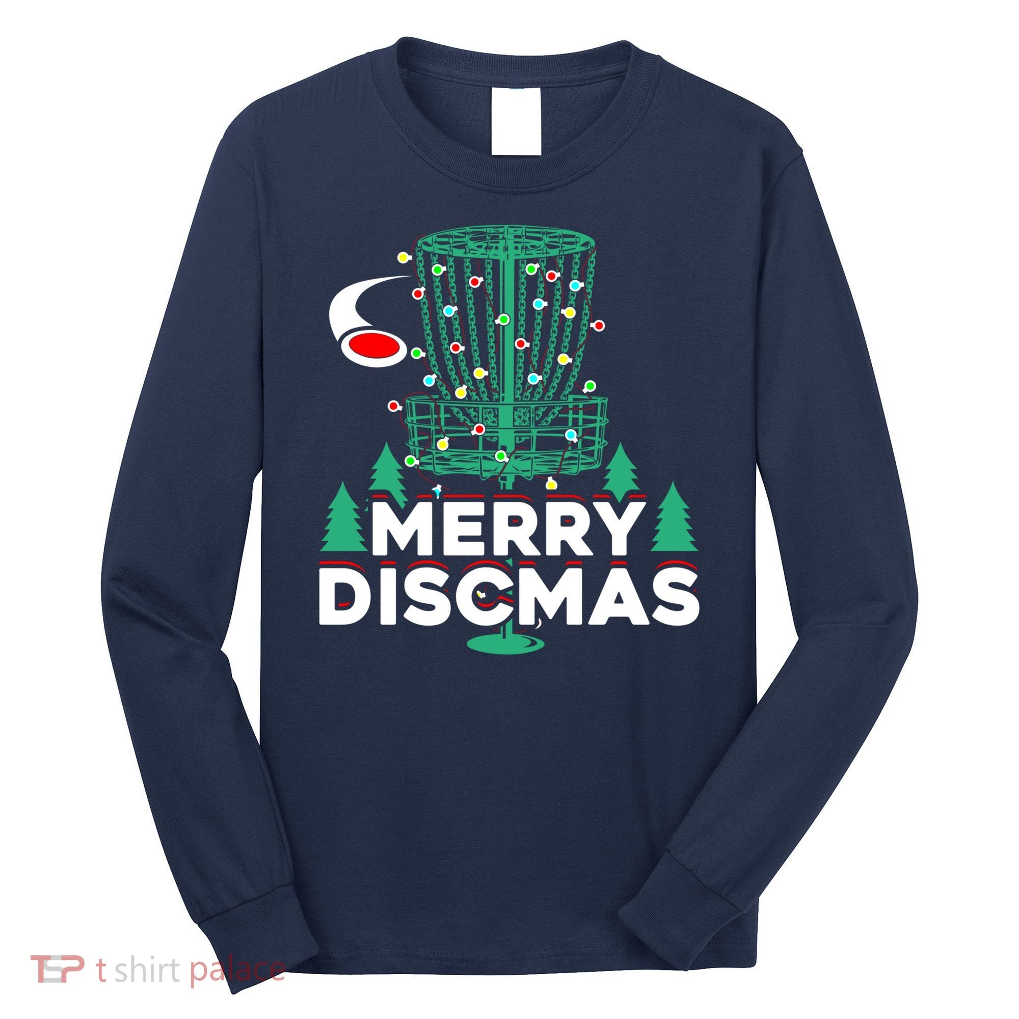 Merry Discmas Disc Golf Frisbee Christmas Xmas Funny Long Sleeve Shirt