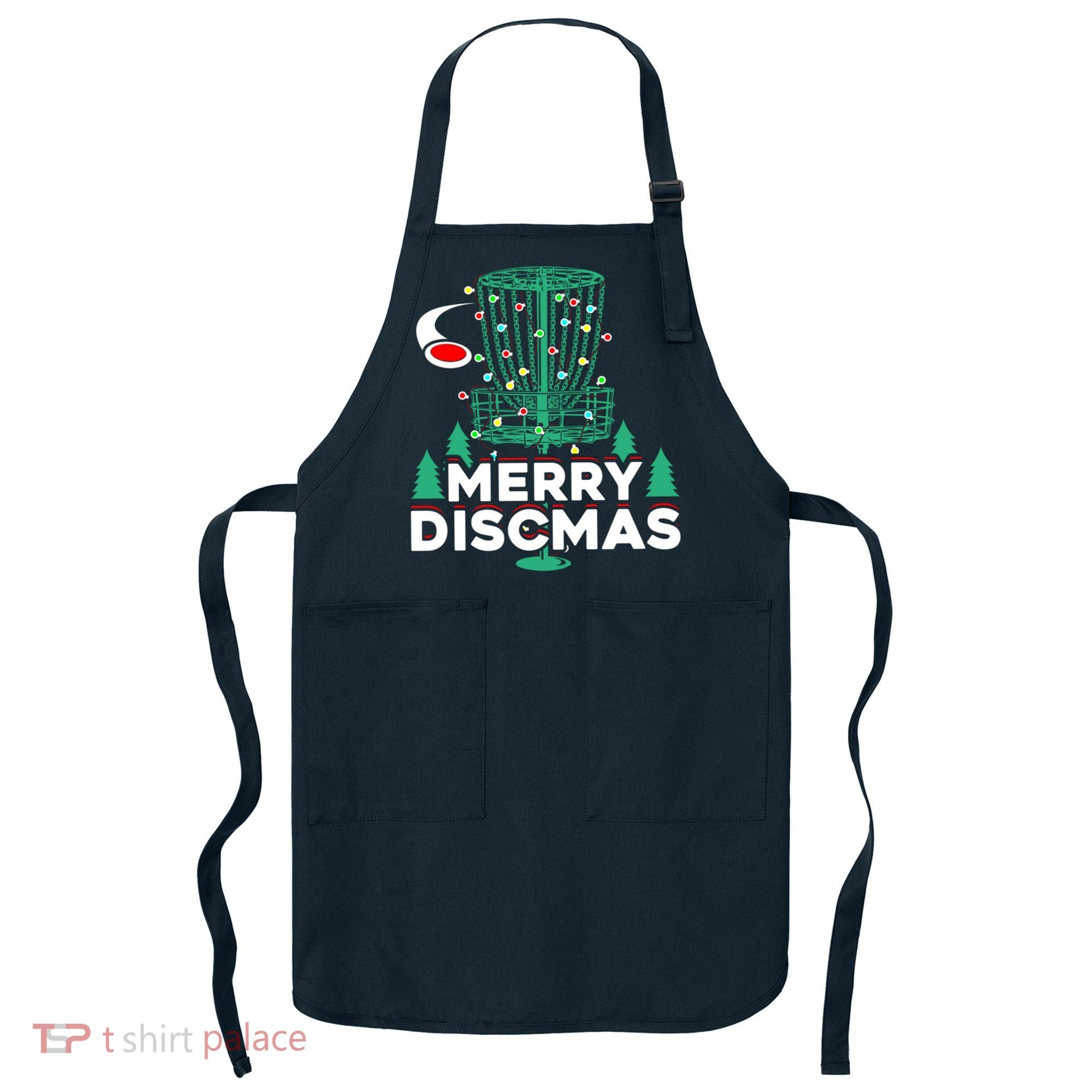 Merry Discmas Disc Golf Frisbee Christmas Xmas Funny Apron