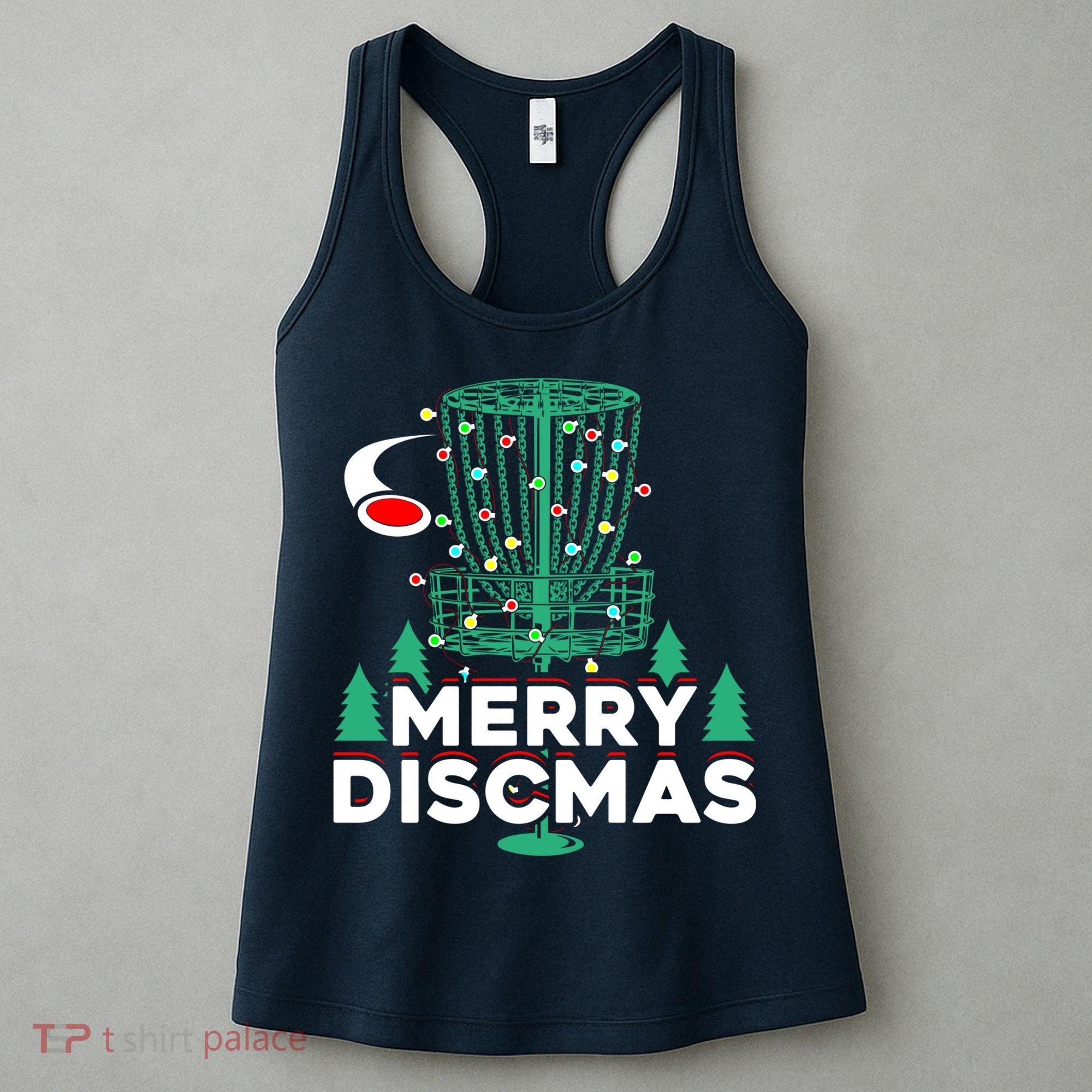 Merry Discmas Disc Golf Frisbee Christmas Xmas Funny Women's Tank Top