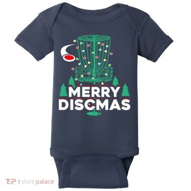 Merry Discmas Disc Golf Frisbee Christmas Xmas Funny Baby Bodysuit