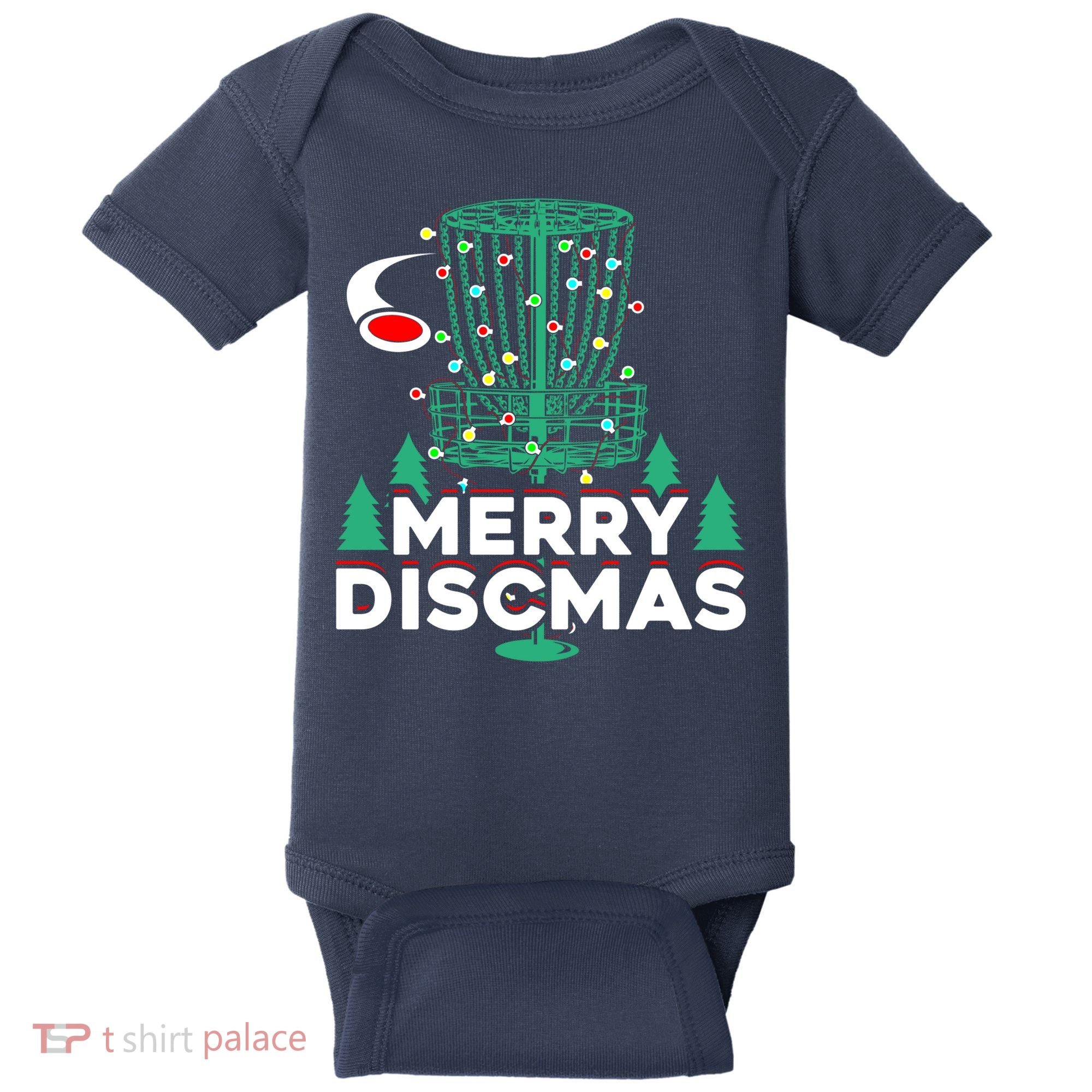Merry Discmas Disc Golf Frisbee Christmas Xmas Funny Baby Bodysuit